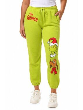 The Grinch That Stole Christmas Green Jogger Sweat Pants Adult Sz L Pocket